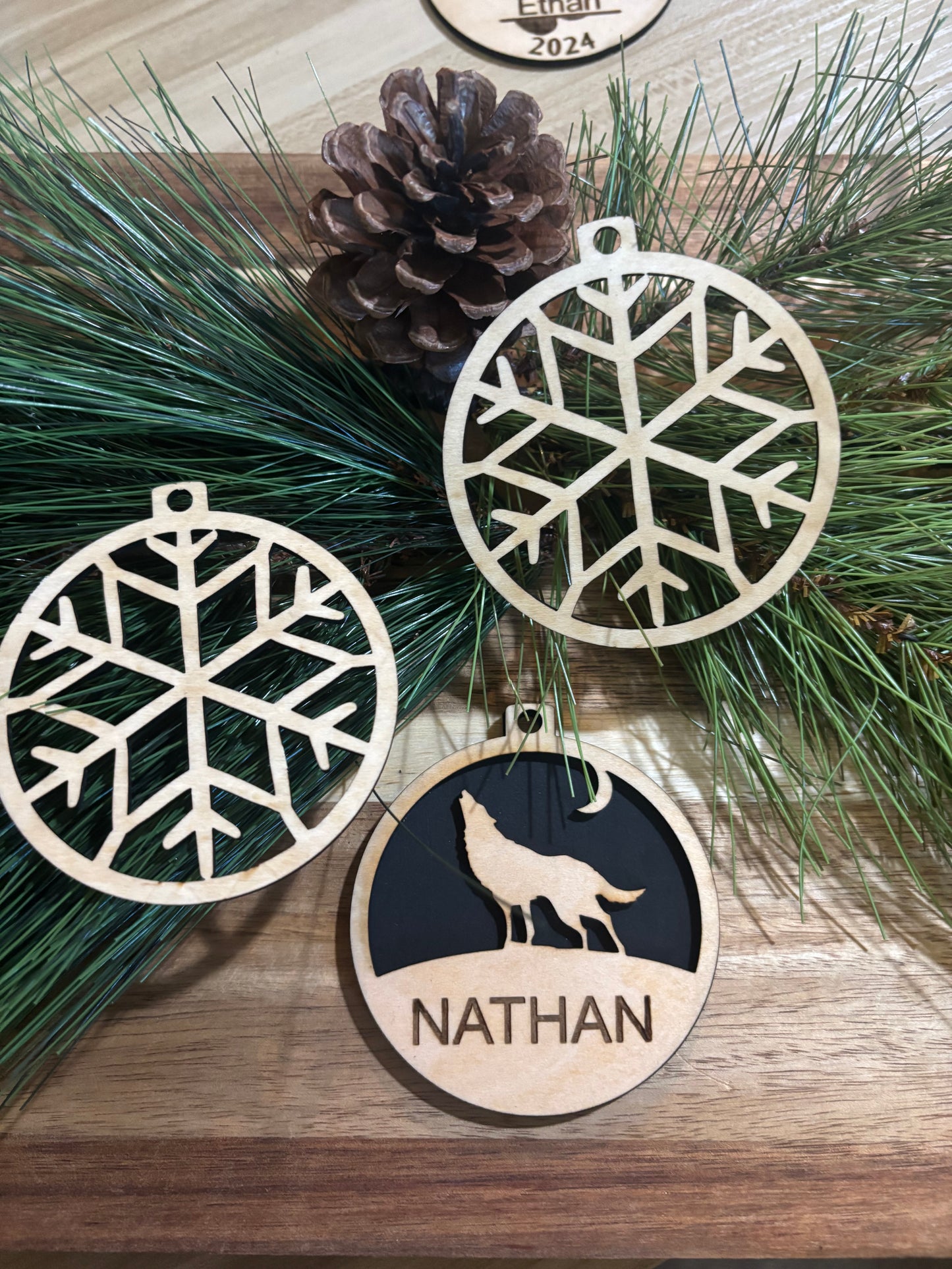 Wooden Laser Engraved Custom Christmas Ornament - JCV Boutique & Designs