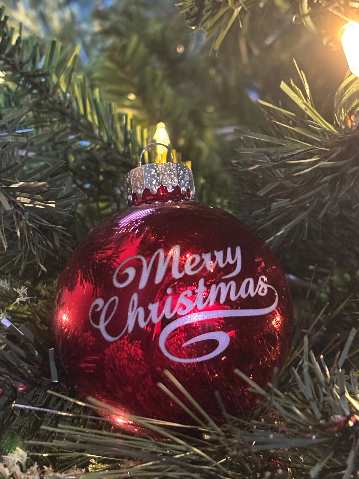Glass Merry Christmas Engraved Ornament - JCV Boutique & Designs