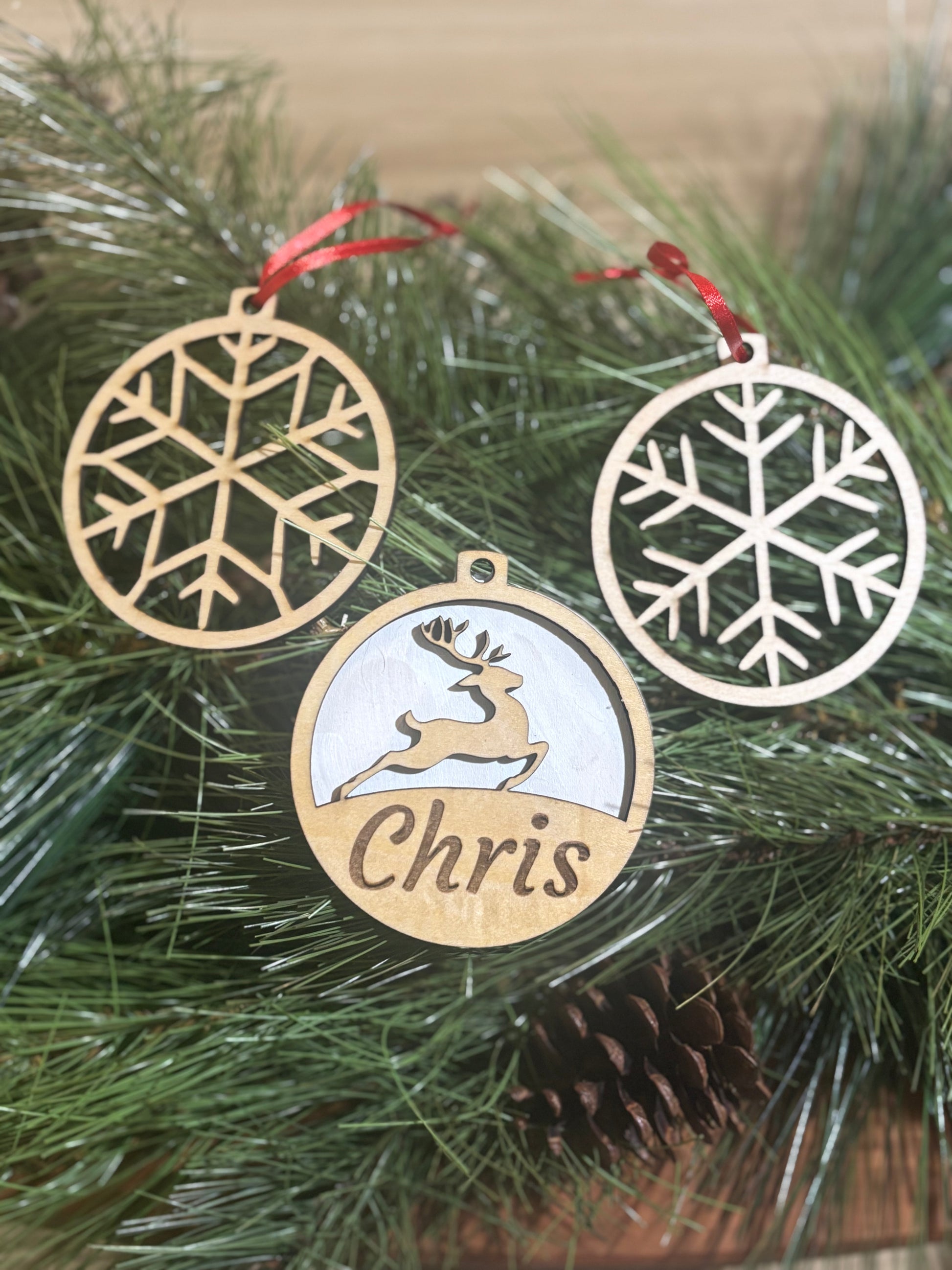 Wooden Laser Engraved Custom Christmas Ornament - JCV Boutique & Designs