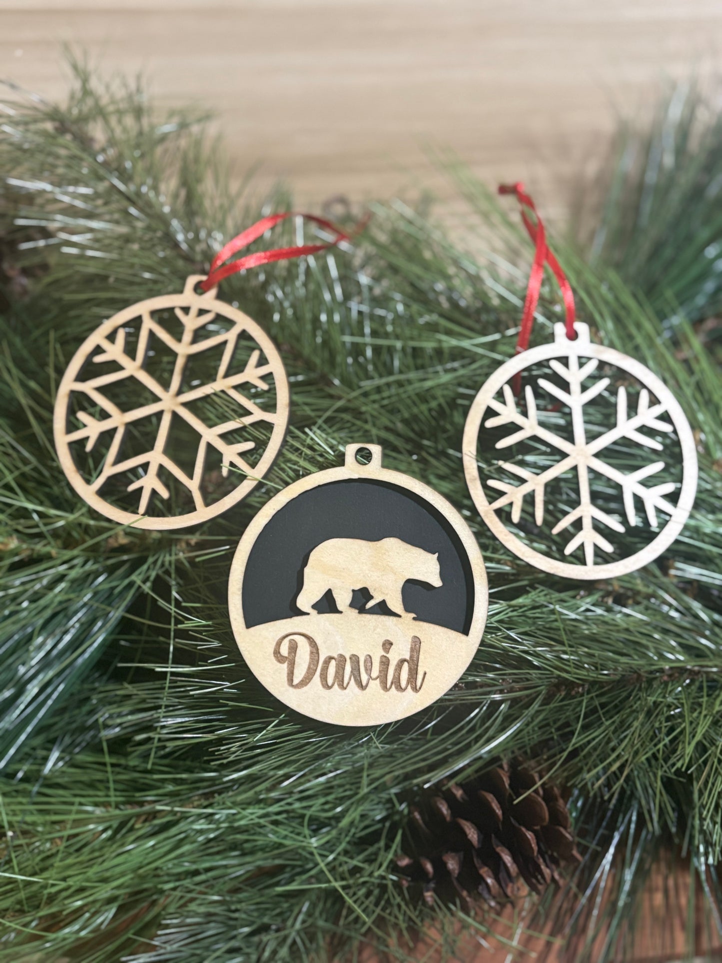 Wooden Laser Engraved Custom Christmas Ornament - JCV Boutique & Designs