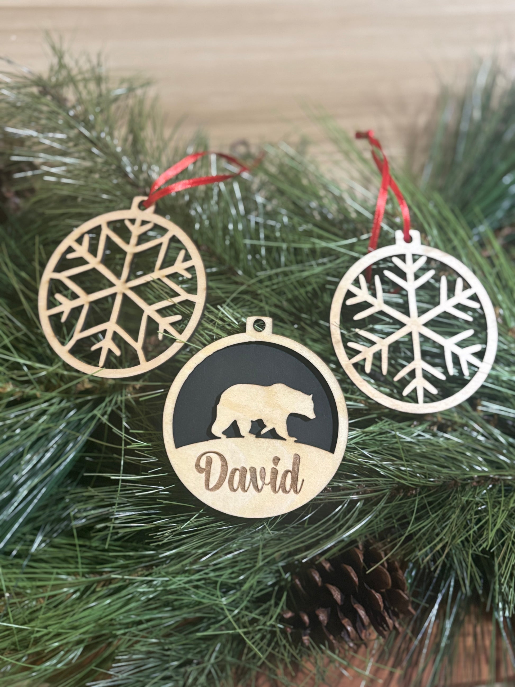 Wooden Laser Engraved Custom Christmas Ornament - JCV Boutique & Designs