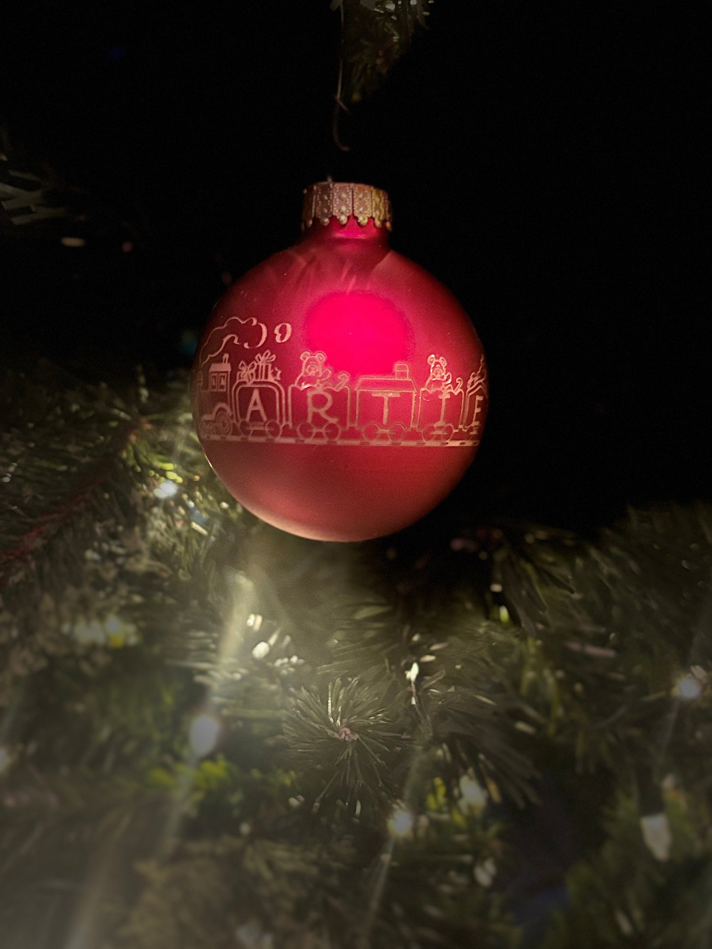 Laser Engraved Glass Train Christmas Ornaments Balls - JCV Boutique & Designs