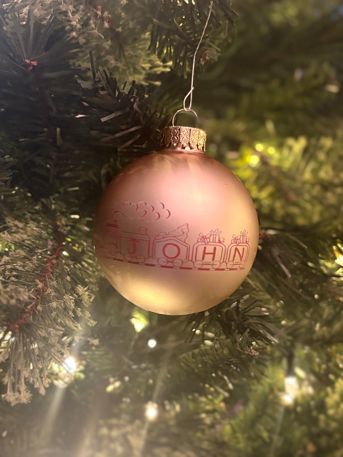 Laser Engraved Glass Train Christmas Ornaments Balls - JCV Boutique & Designs