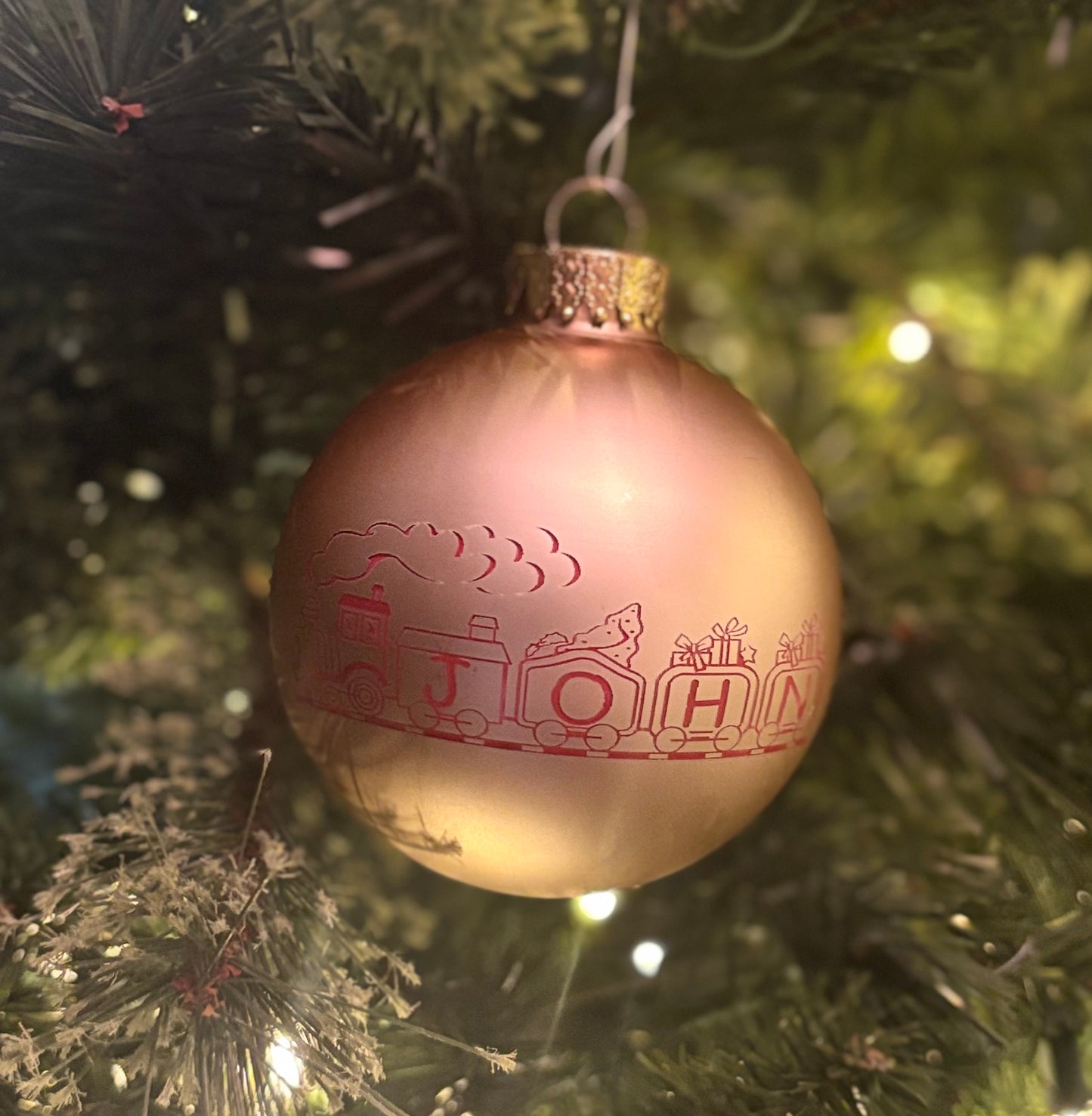Laser Engraved Glass Train Christmas Ornaments Balls - JCV Boutique & Designs