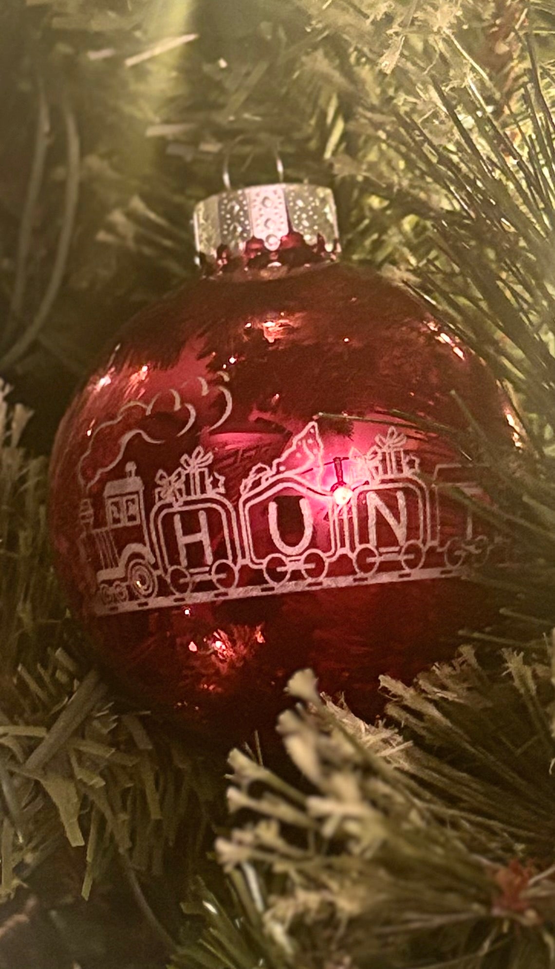 Laser Engraved Glass Train Christmas Ornaments Balls - JCV Boutique & Designs