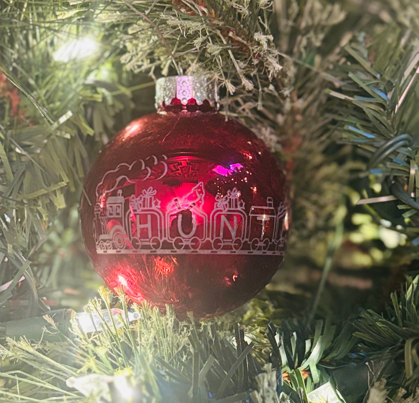 Laser Engraved Glass Train Christmas Ornaments Balls - JCV Boutique & Designs