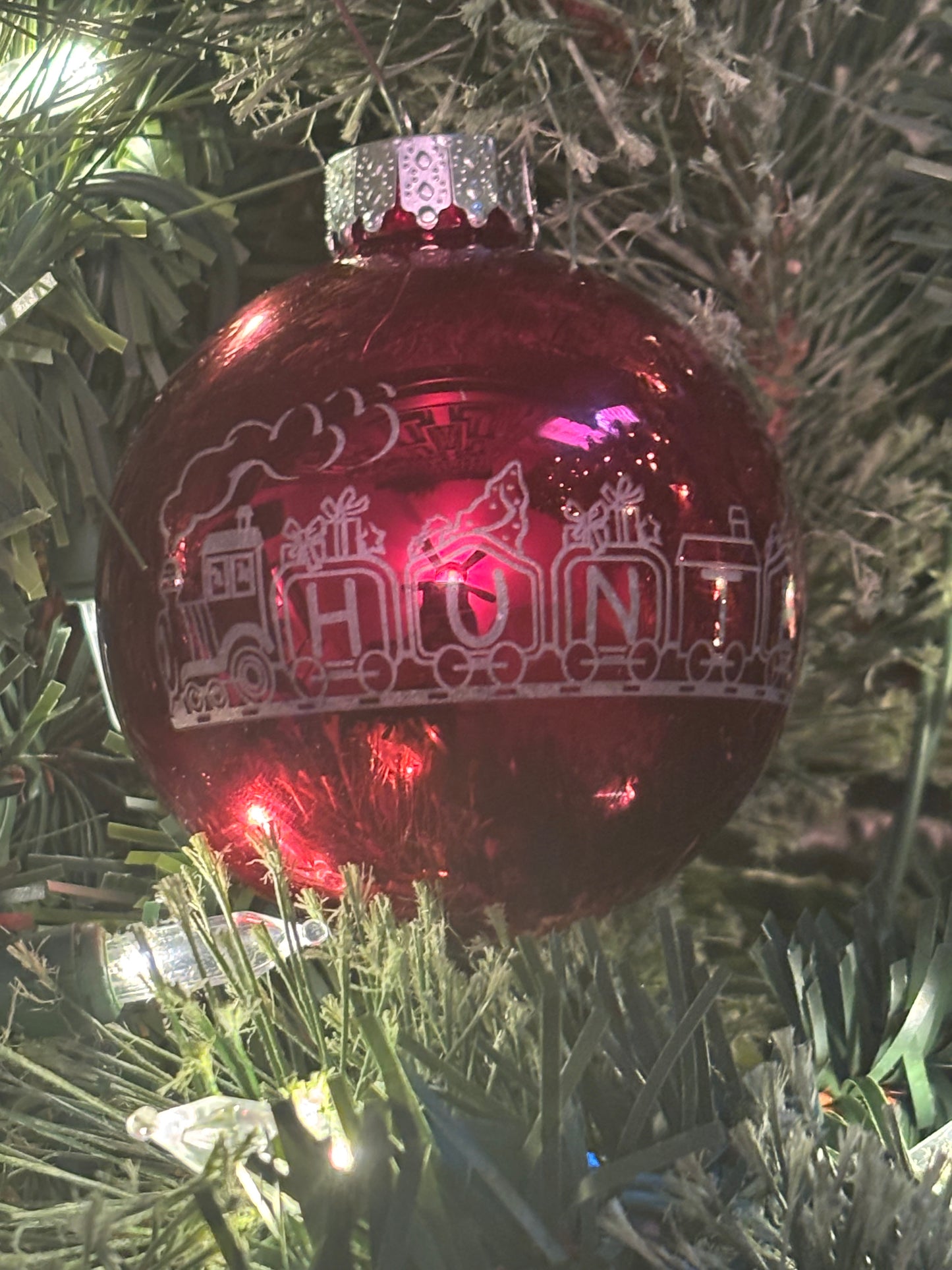 Laser Engraved Glass Train Christmas Ornaments Balls - JCV Boutique & Designs
