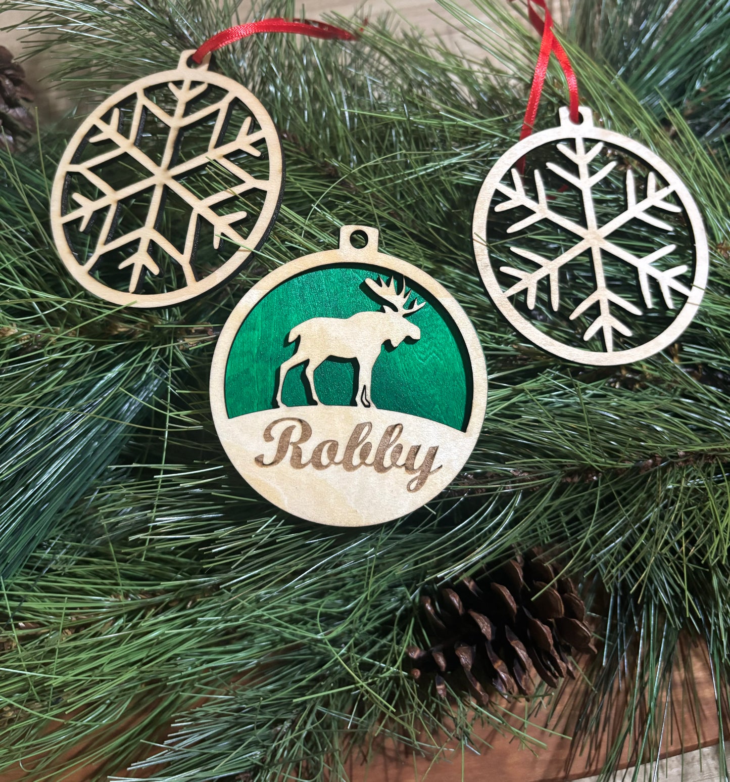 Wooden Laser Engraved Custom Christmas Ornament - JCV Boutique & Designs