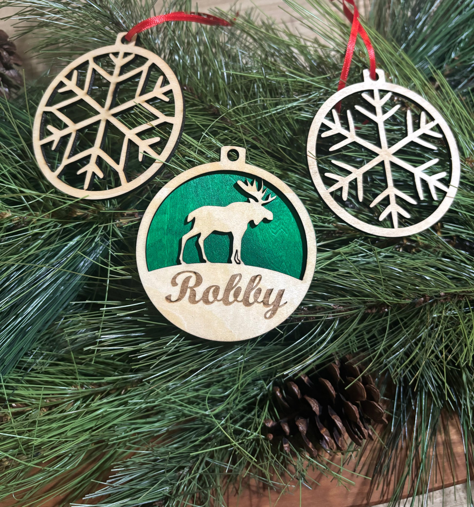 Wooden Laser Engraved Custom Christmas Ornament - JCV Boutique & Designs