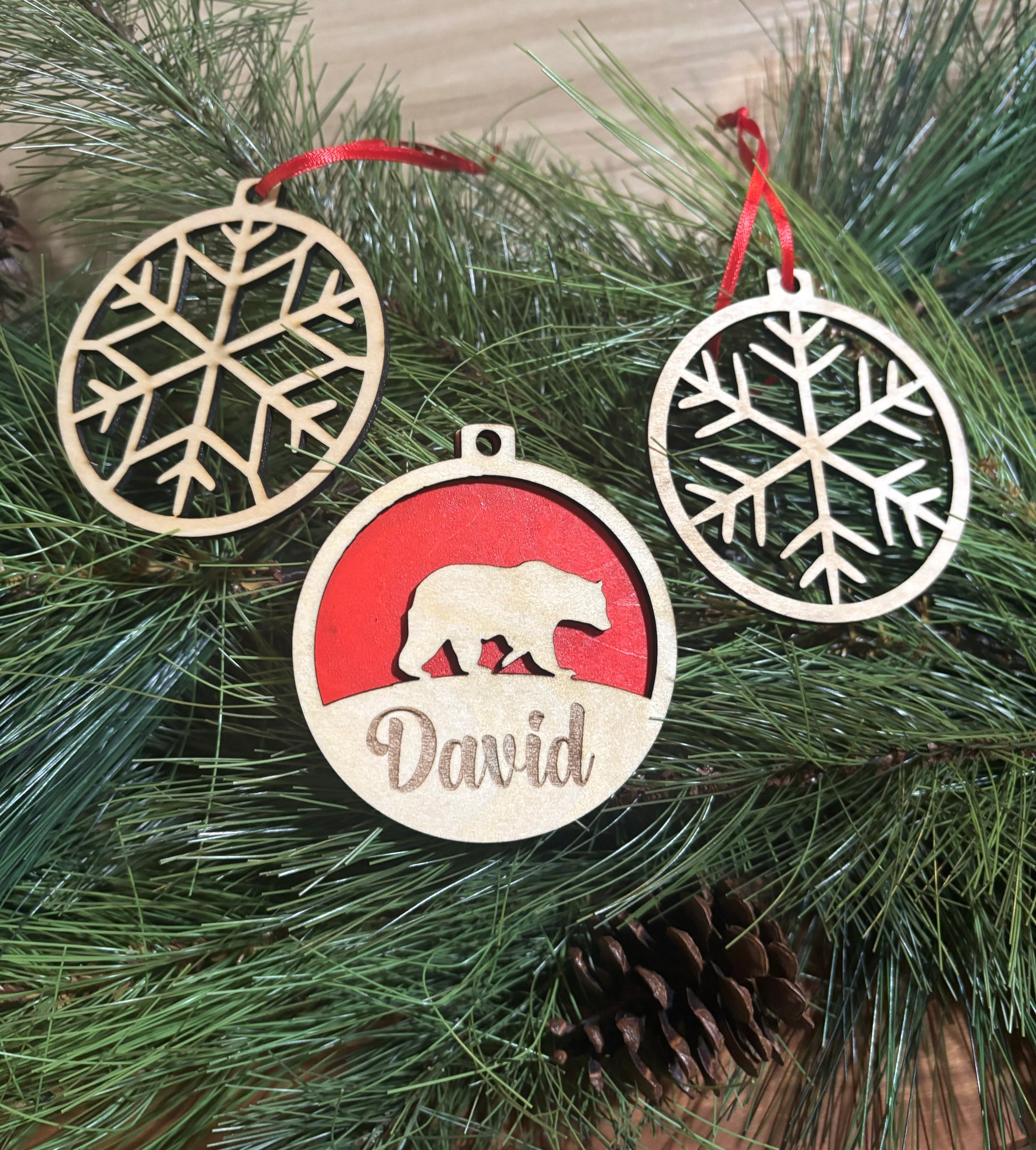 Wooden Laser Engraved Custom Christmas Ornament - JCV Boutique & Designs