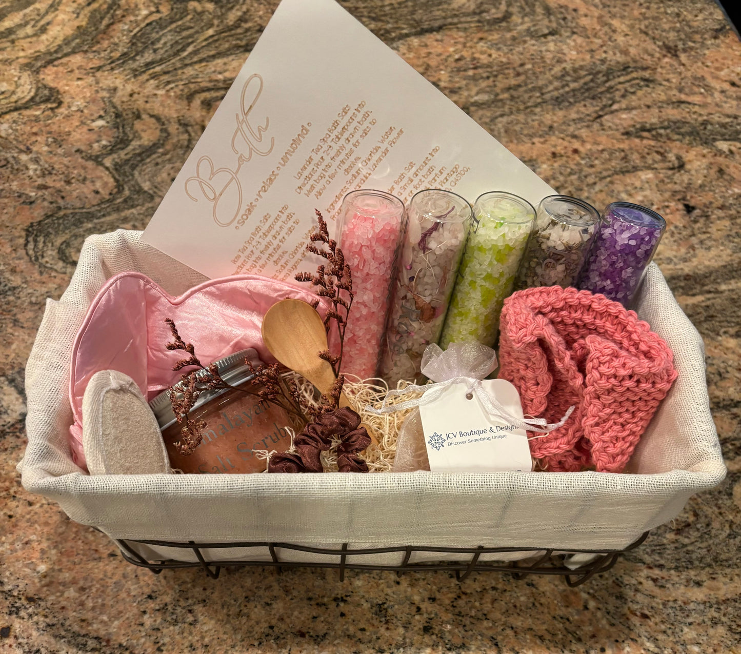 Tea Spa Bath Salt Gift Basket - JCV Boutique & Designs