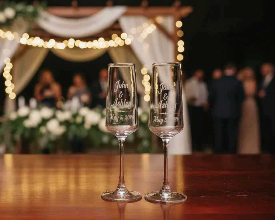Engraved Champagne Flute Glasses