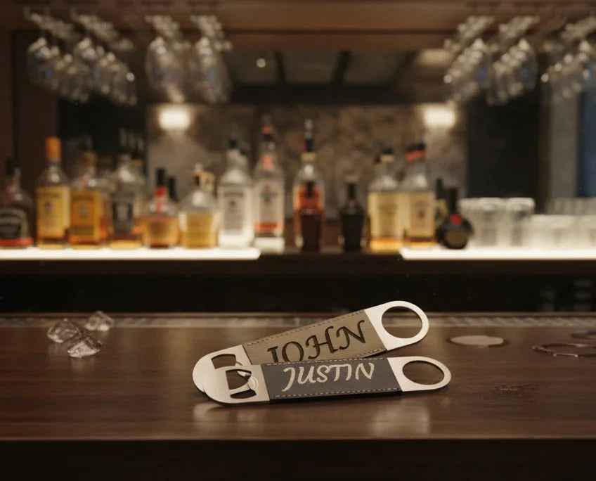 Leatherette Engraved Bottle Opener Gift Box