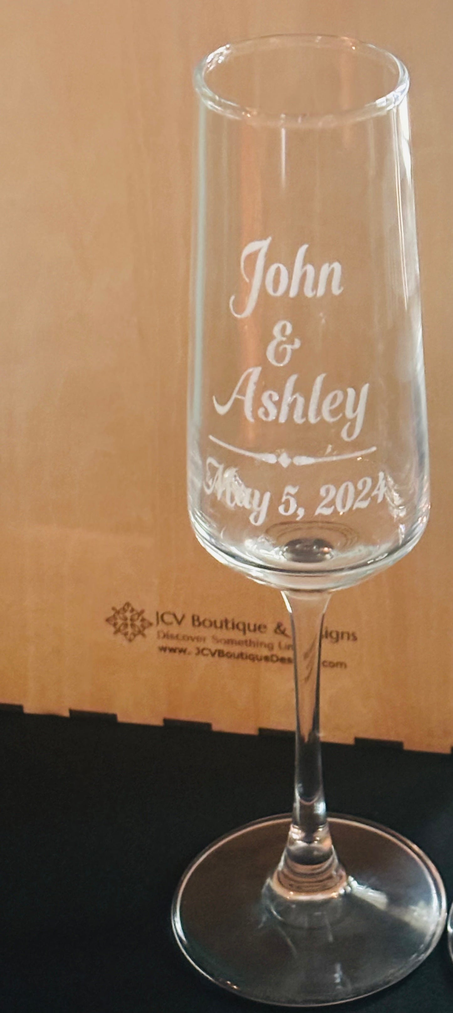 Engraved Champagne Flute Glasses - JCV Boutique & Designs