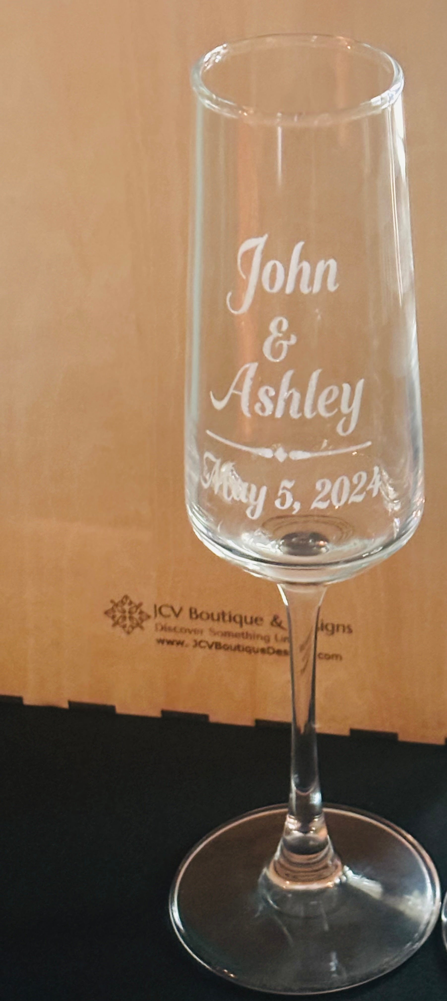 Engraved Champagne Flute Glasses - JCV Boutique & Designs