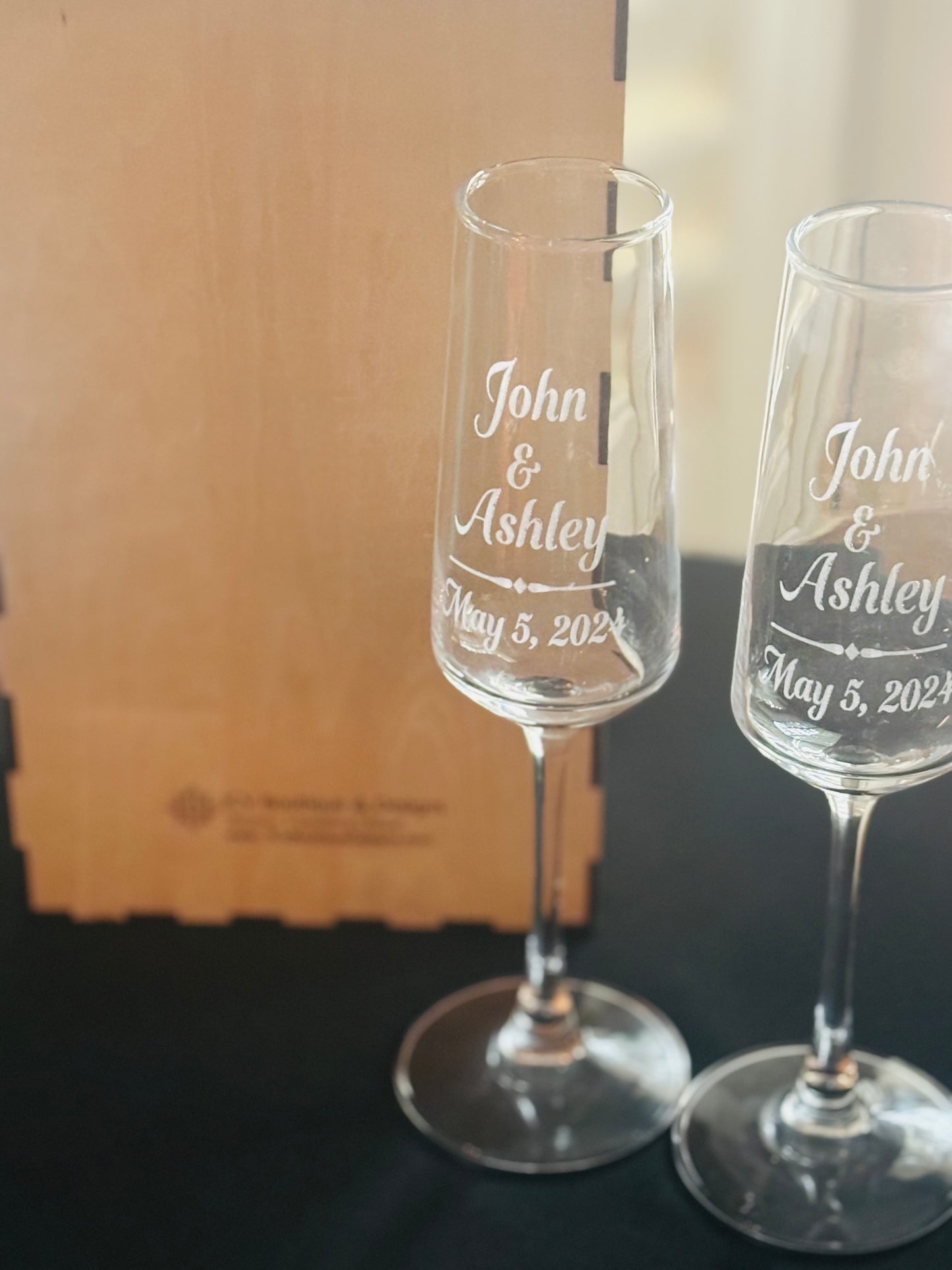 Engraved Champagne Flute Glasses - JCV Boutique & Designs