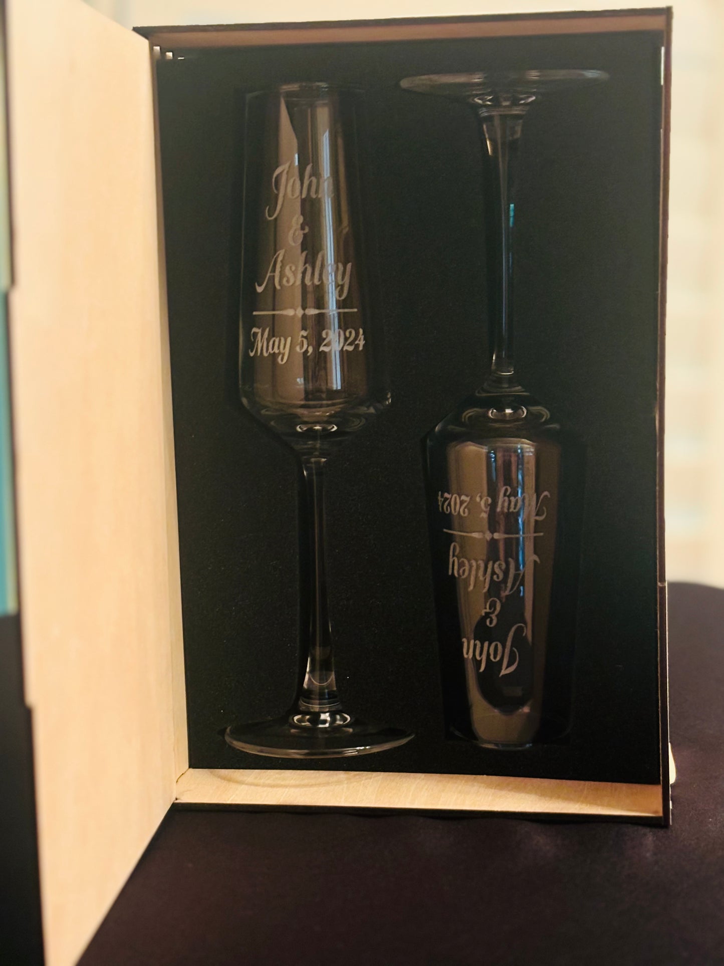 Engraved Champagne Flute Glasses - JCV Boutique & Designs