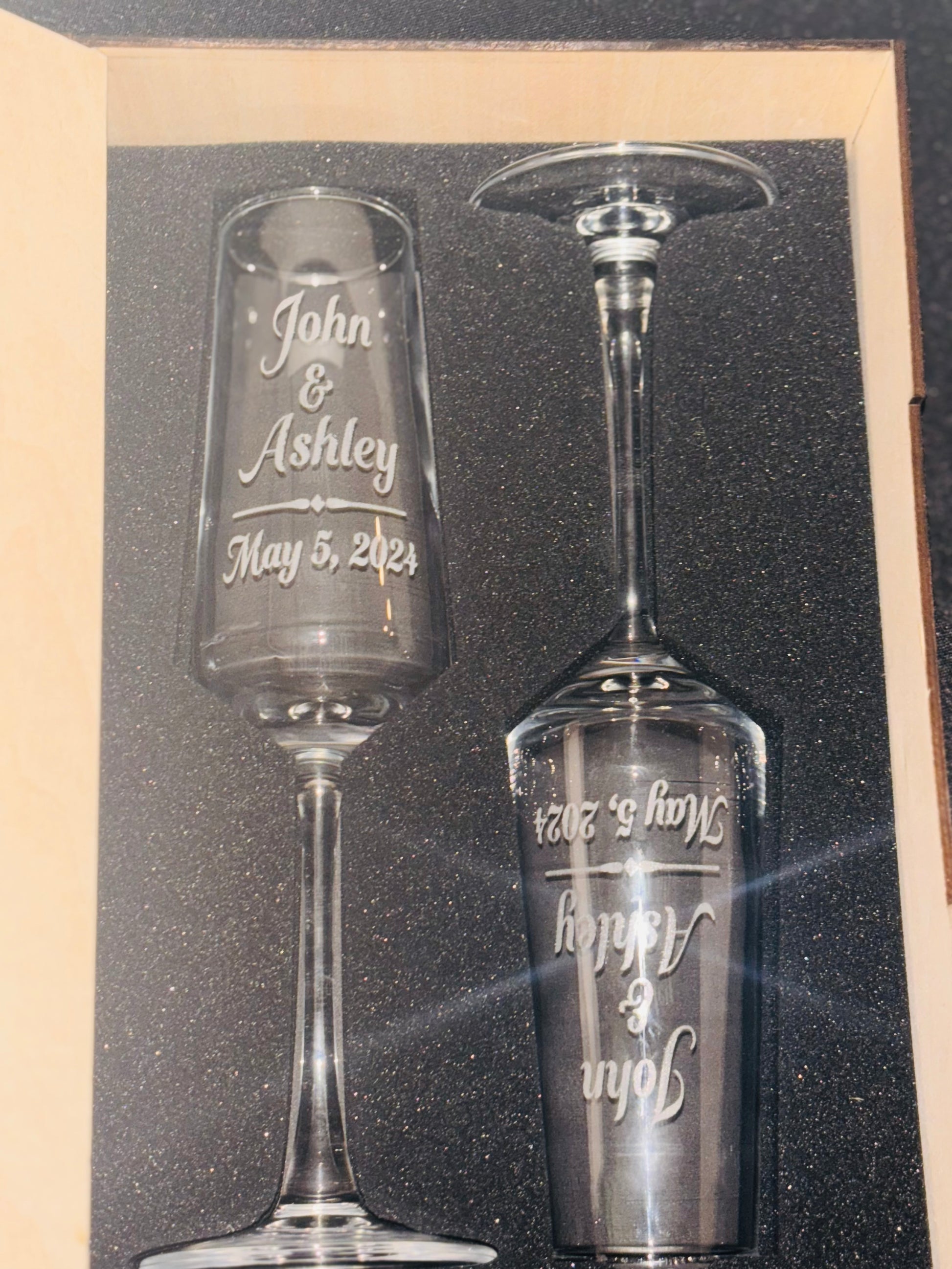 Engraved Champagne Flute Glasses - JCV Boutique & Designs