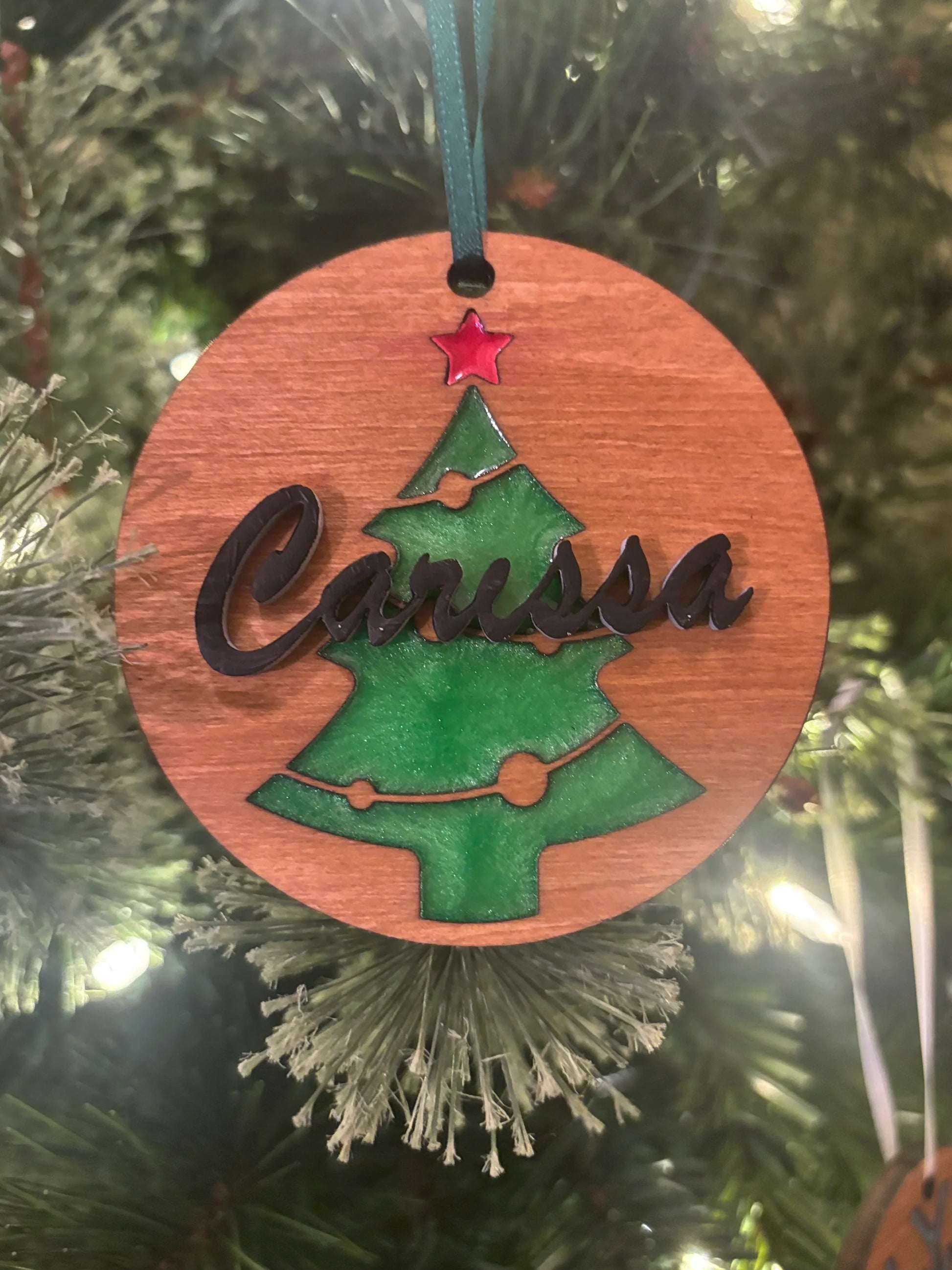 Custom Wooden Resin Christmas Ornament - JCV Boutique & Designs