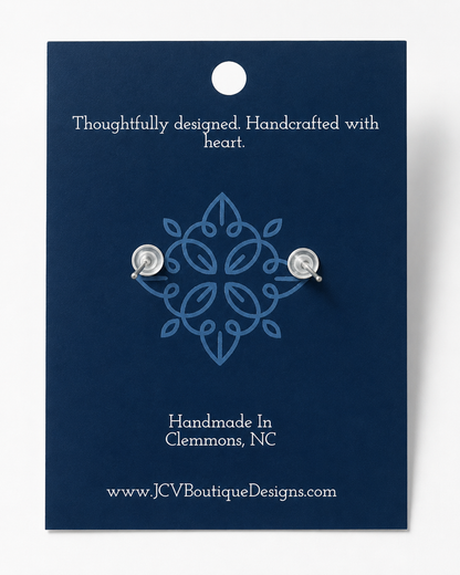 Cobalt Heart & Textured Silver Drop Earrings