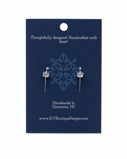 Botanical Wood & Floating Green Vine Acrylic Dangle Earrings