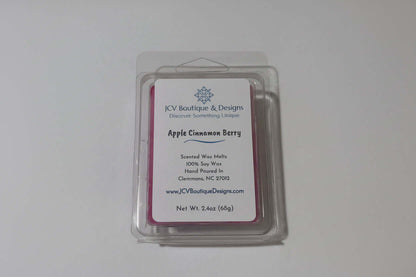 Apple Cinnamon Berry Soy Wax Melt packaging with pink wax cubes
