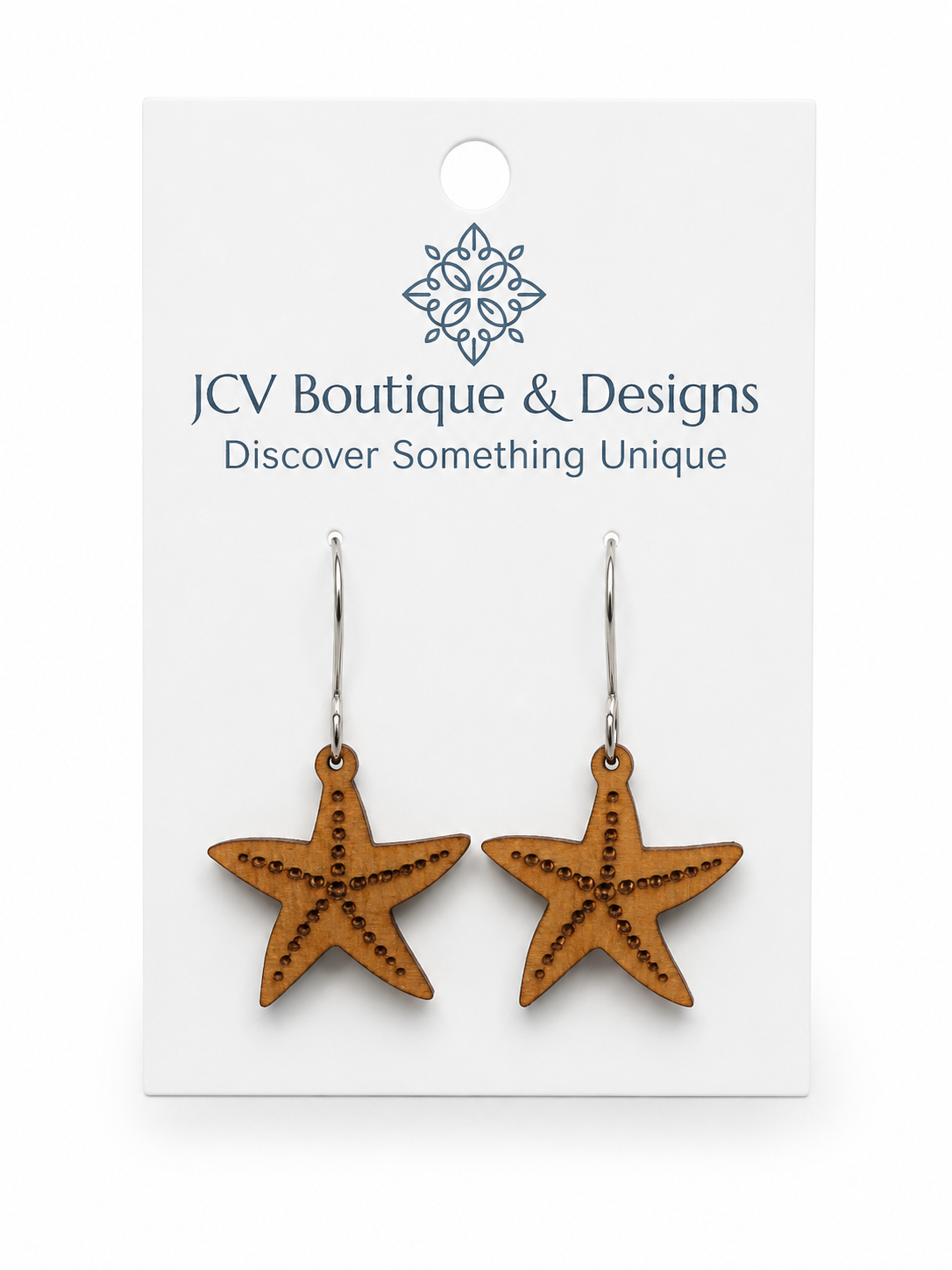 Wooden Starfish Dangle Earrings