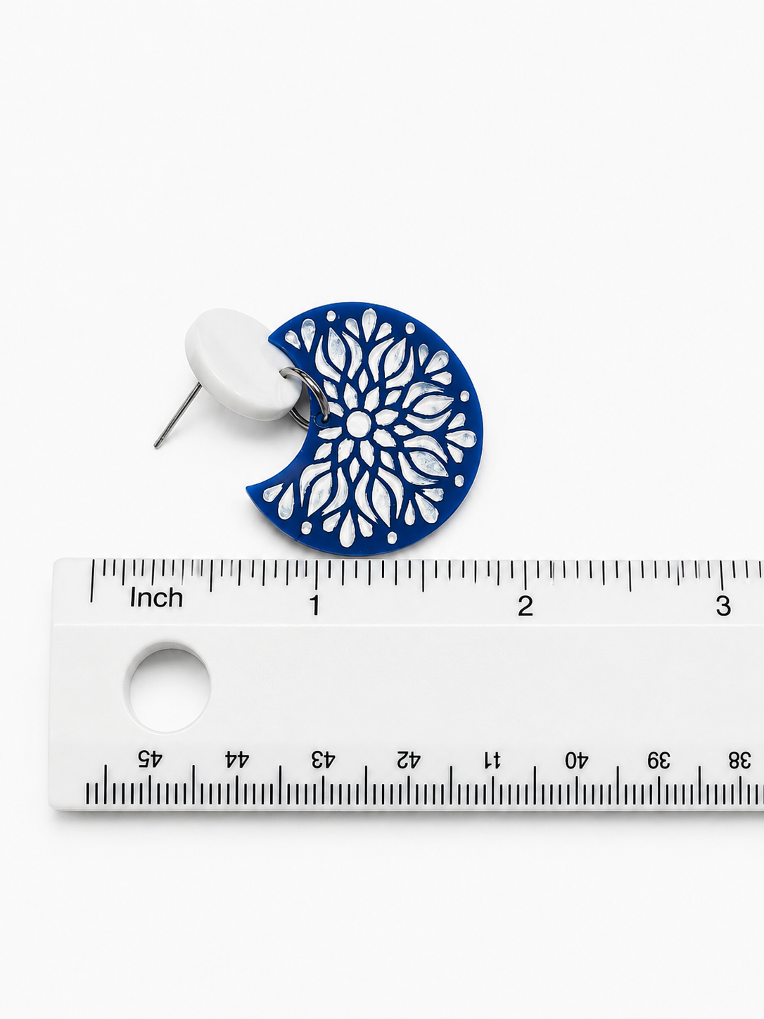 Royal Blue Floral Acrylic Dangle Earrings