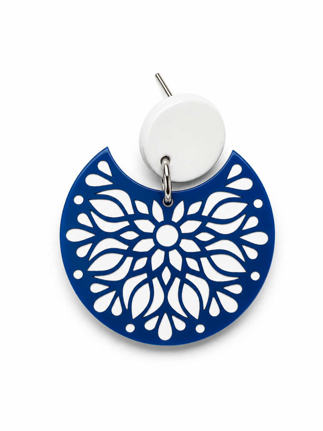 Royal Blue Floral Acrylic Dangle Earrings