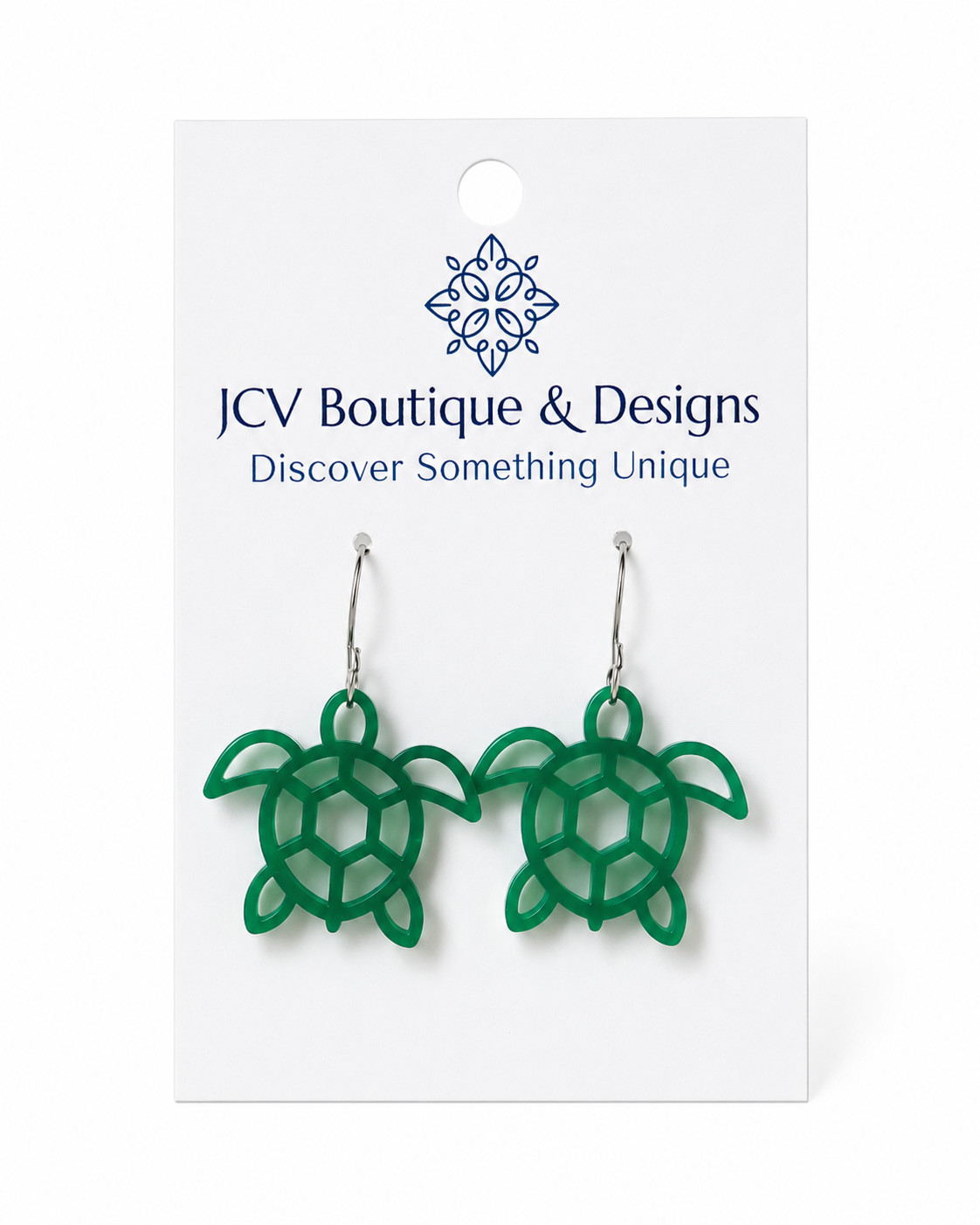 Green Acrylic Sea Turtle Dangle Earrings