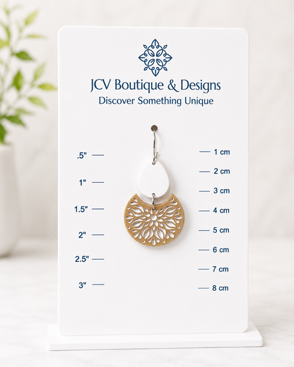 Mustard Yellow Floral Acrylic Dangle Earrings