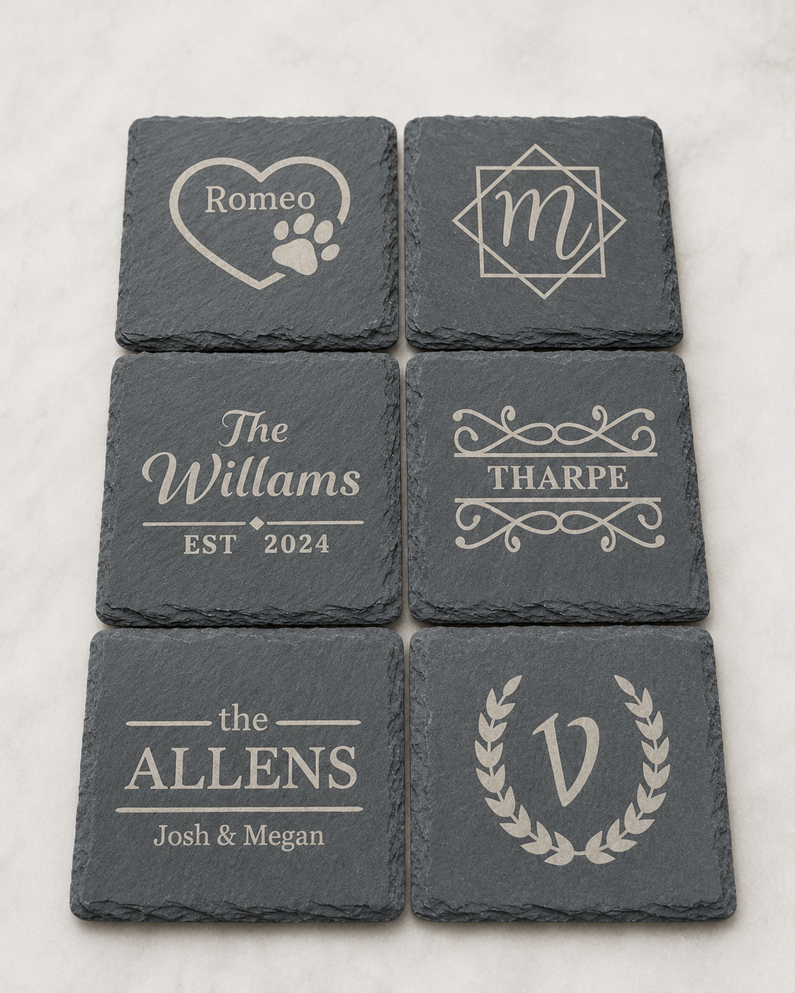 Personalized Natural Slate Coasters (Set of 4)