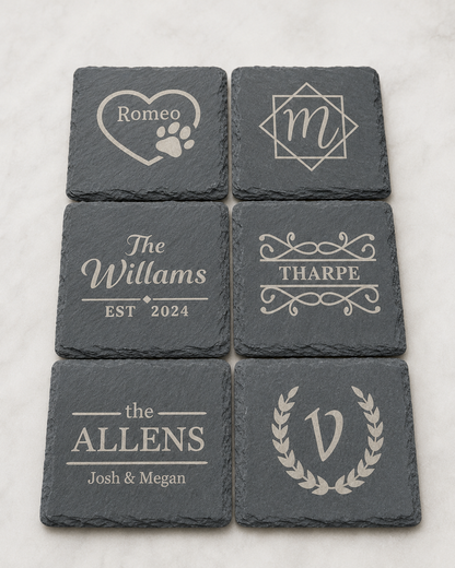 Personalized Natural Slate Coasters (Set of 4)