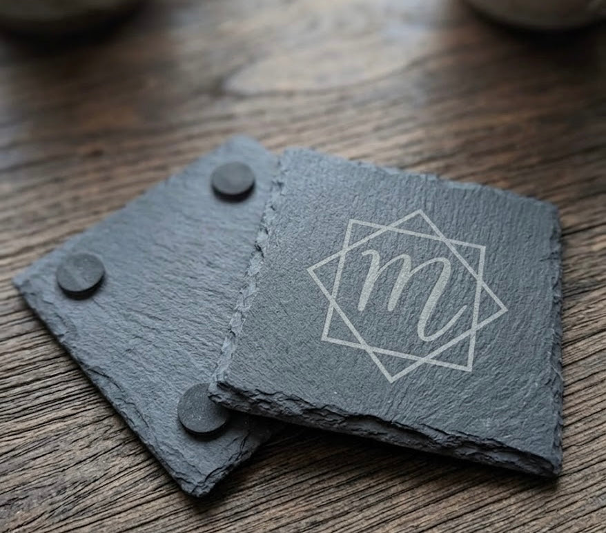 Personalized Natural Slate Coasters (Set of 4)