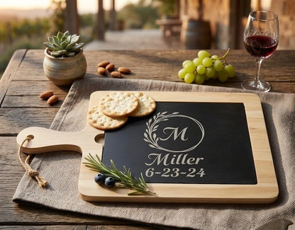 Signature Personalized Wood & Slate Charcuterie Board
