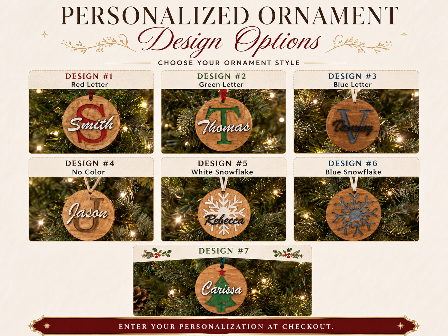 Custom Wooden Resin Christmas Ornament
