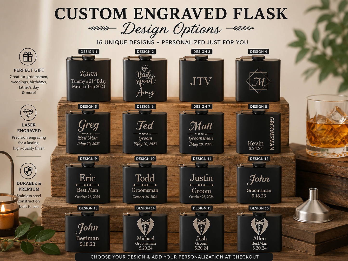 Personalized Stainless Steel Flask (8 oz)