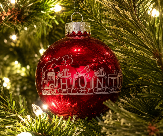 Laser Engraved Personalized Glass Train Christmas Ornaments